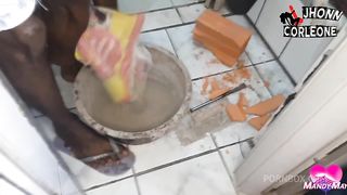 Letting the bricklayer fuck his ass until he cums inside