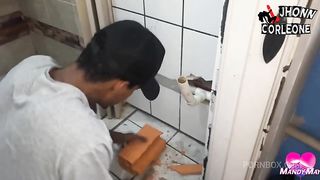 Letting the bricklayer fuck his ass until he cums inside