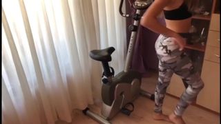 Stepsister fucked hard in her tight ass in yoga pants.