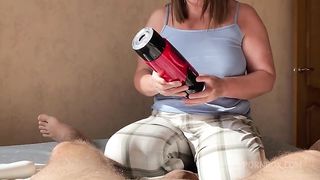 MY STEPMOM BOUGHT ME A MASTURBATOR AND STARTED HELPING ME JERK OFF AND SHE GOT HORNY HERSELF AND LET ME FUCK HER IN THE ANAL.