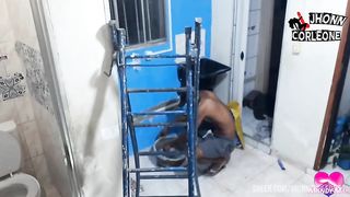 The contractor's dick was so big that what was in his ass came out