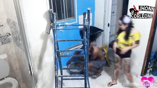 The contractor's dick was so big that what was in his ass came out