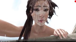 Lara Croft teaches a deep anal view of the intestines from the horse from the inside.