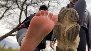 You Have To Lick The Dirty Sneakers Of Two Girls After Chasing Them While Looking At Their Butts