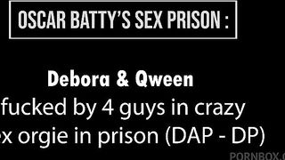 Brazilians Debora Andrade and Qween Goddess fucked by 4 big cocks in prison (DAP, DP, anal, 4on2, BBC, ATM) OB143