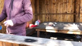 I fucked a stranger in public place Risky hot sex with tourist girl handjob & blowjob