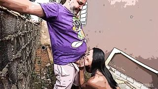 Festinha acaba em foda nos fundos do quintal