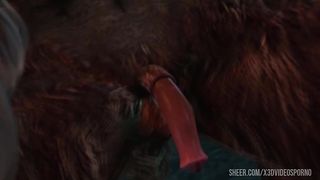 Lara Croft the tomb raider fell into the clutches of terrible monsters who fucked her en masse in all holes very deeply. Part 3 of three.