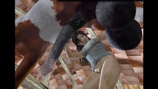 Lara Croft the tomb raider fell into the clutches of a huge monster who fucked her in the mouth and ass, first with fingers and then with a huge dick, and sex with a horse.