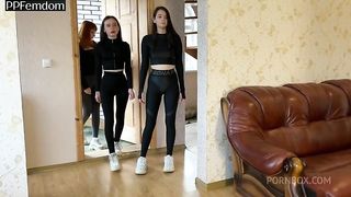 Facesitting and Trampling Femdom Party With Three Mistresses Kira, Sofi And Dina