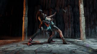 Lara Croft fell into the trap of a beauty with a magical strapon.