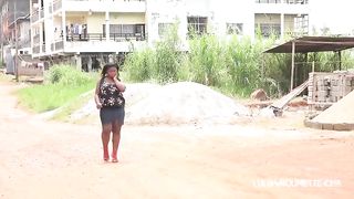 A meeting and public fuck in threesome in the middle of the crossroads in Yaounde in Cameroon with a beautiful girl and two well-muscled and hung guy and big public cock on African Street thug