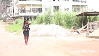 A meeting and public fuck in threesome in the middle of the crossroads in Yaounde in Cameroon with a beautiful girl and two well-muscled and hung guy and big public cock on African Street thug