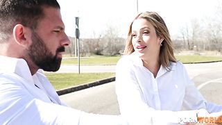 Blonde Babe Ria Sunn Takes Airtight DP Slamming After Car Crash GP2645