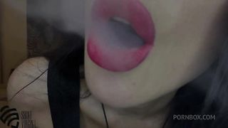 Hot MILF smokes a cigarette and fuck myself