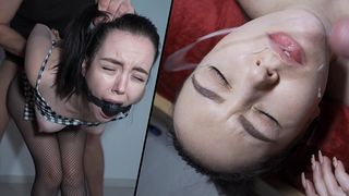 MAMACITA LOVES IT ROUGH - SPANISH BABE GAGGED, BENT OVER AND SHOWERED IN CUM