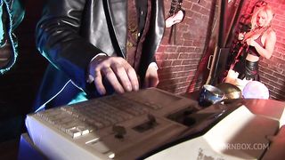 Red Latex Masked Girl Fucked In Horror Shop During Threesome