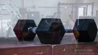 Fit and Sexy Lesbians Dava Foxx and Audrey Miles having sex at the Gym