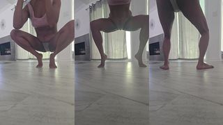 A QUICK WARMUP OF ELEVATED SQUATS, QUICK BALANCE HOLDS, PLAYFUL PLYO AND DANCE STEPS BEFORE CLEANING