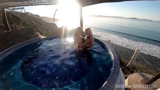 LESBIAN Y TRIO CON KITTY ANN Y EVITA LOVE EN JACCUZI CON VISTA PARADISIACA