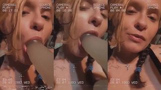 ME DEEP THROATING MY DILDO