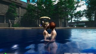 ANGELS AWAKENING 12 – NUDE SWIMMING AND LESBIAN KISS SCENE IN A MOONLIT POOL