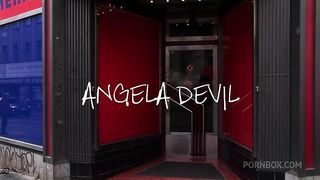 Hot Angela Devil with round ass rides long cock and gets facialized