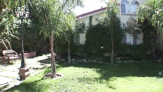 The hot Hailey make blowjob in the garden and anal sex in the room