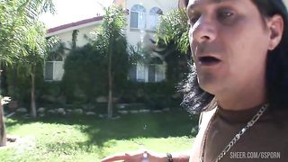 The hot Hailey make blowjob in the garden and anal sex in the room