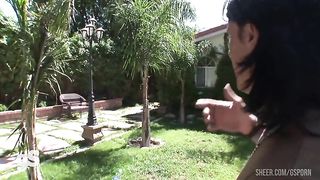 The hot Hailey make blowjob in the garden and anal sex in the room