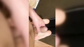 Big cock cumming on tiny foot soles