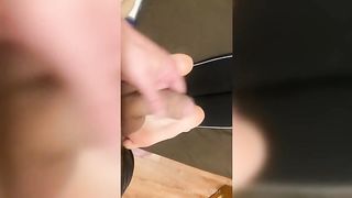 Big cock cumming on tiny foot soles