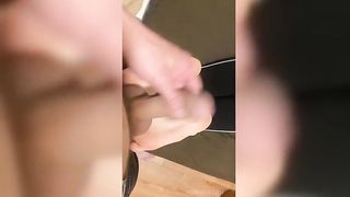 Big cock cumming on tiny foot soles