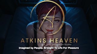 ATKINS HEAVEN - STEPSISTER S BEST FRIEND INITIATES YOUR FIRST SLOPPY BLOWJOB - [POV][AI]