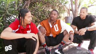 Black college girl is fucked in gangbank with anal and DP