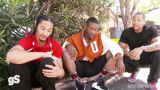 Black college girl is fucked in gangbank with anal and DP