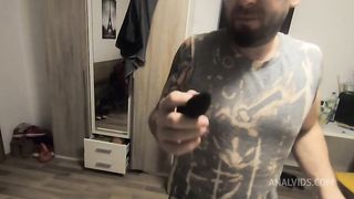 Rough anal fuck from behind with DP and toys in pussy and ass