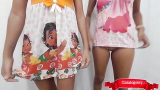 I showed him my princess panties and he started touching my pussy and I couldn't resist