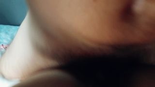 MISSIONARY POSITION WITH COCK STARTING TO GET AN ERECTION, HE RUBS HIS PENIS ON THE HAIRY PUSSY.