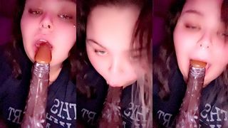 BBW SUCKING HER DILDO, THINKING OF YOU