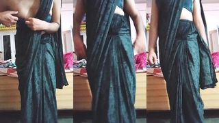 INDIAN GAY CROSSDRESSER GAURISISSY LOOKING HOT IN BLACK SAREE