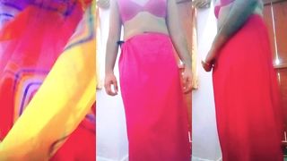 INDIAN GAY CROSSDRESSER IN RAINBOW SAREE MAKING PRIDE FOR LGBT XXX