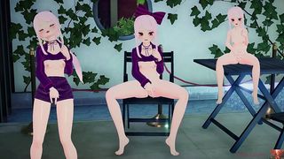 에로 애니메이션 백발 미녀가 야외 수영장에서 자위하다가 거대한 물보라처럼 솟구친다 ASMR 샘플 1080P