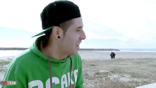 Hairy pussy and anal sex at the beach with french brunette Alex Jsex