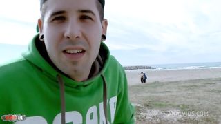 Hairy pussy and anal sex at the beach with french brunette Alex Jsex