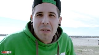 Hairy pussy and anal sex at the beach with french brunette Alex Jsex