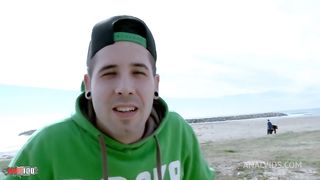 Hairy pussy and anal sex at the beach with french brunette Alex Jsex