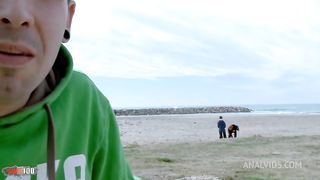 Hairy pussy and anal sex at the beach with french brunette Alex Jsex