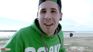 Hairy pussy and anal sex at the beach with french brunette Alex Jsex