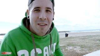 Hairy pussy and anal sex at the beach with french brunette Alex Jsex